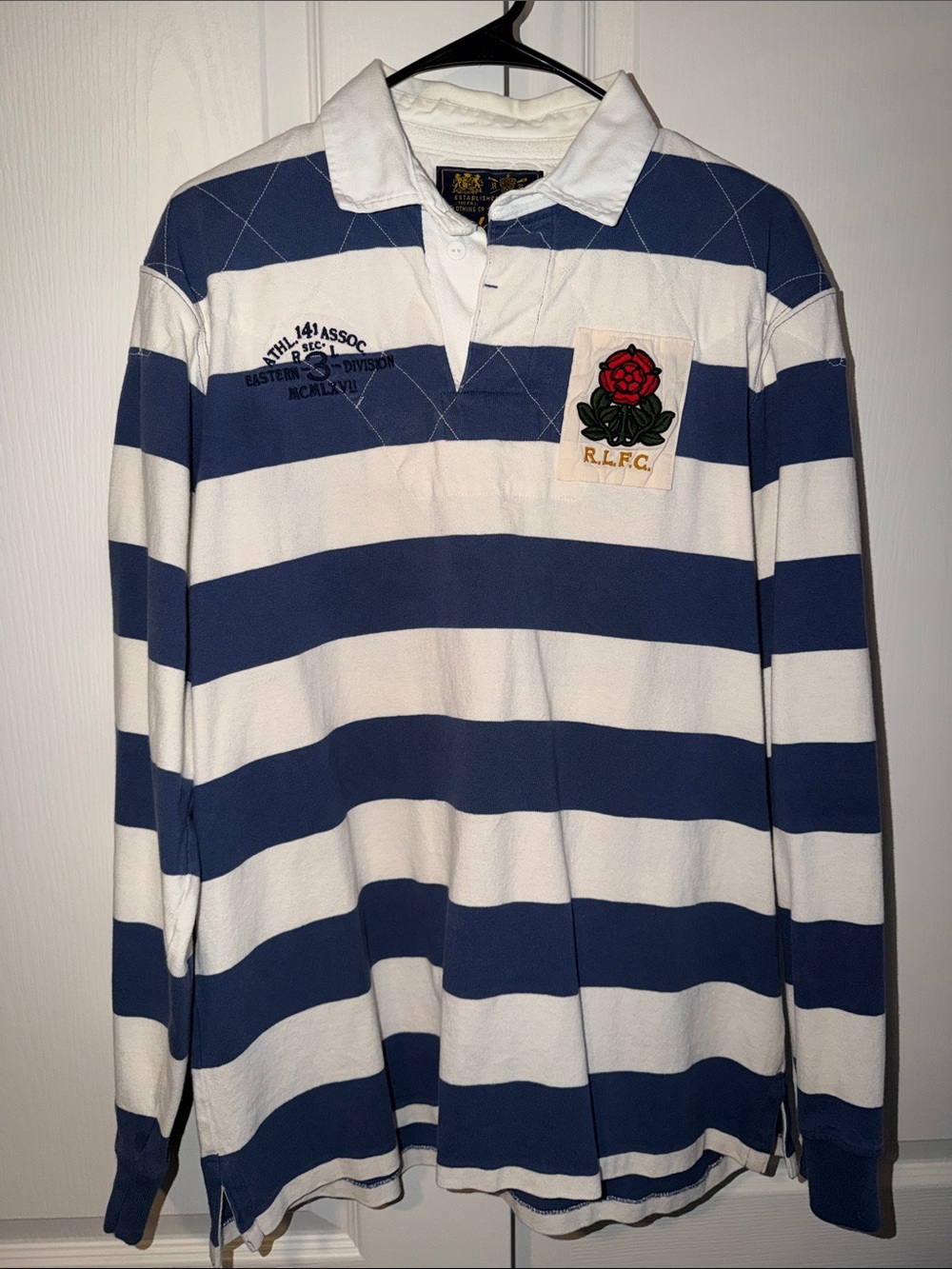 Polo by Ralph Lauren Blue & White Striped Rugby Shirt - Picture 3 of 5